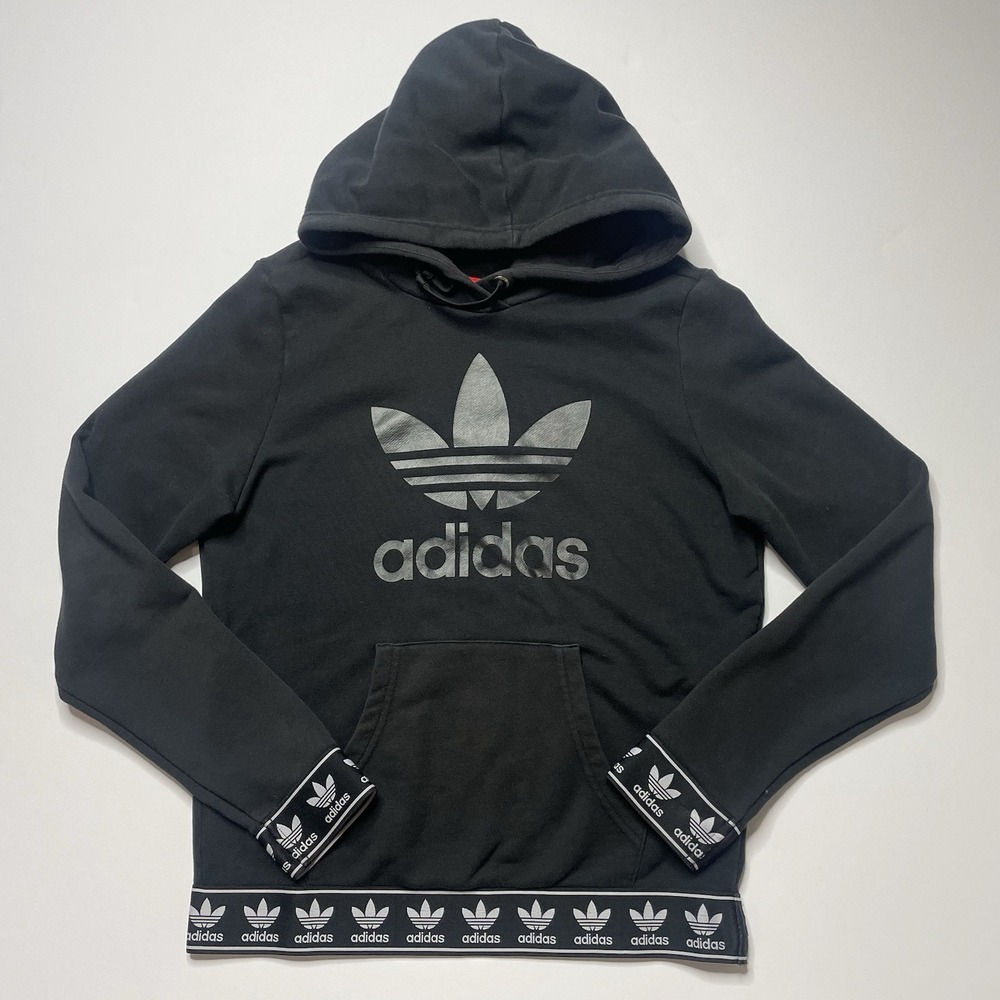 Adidas Hoodie Berlin Women's Small Trefoil All Over Logo Black